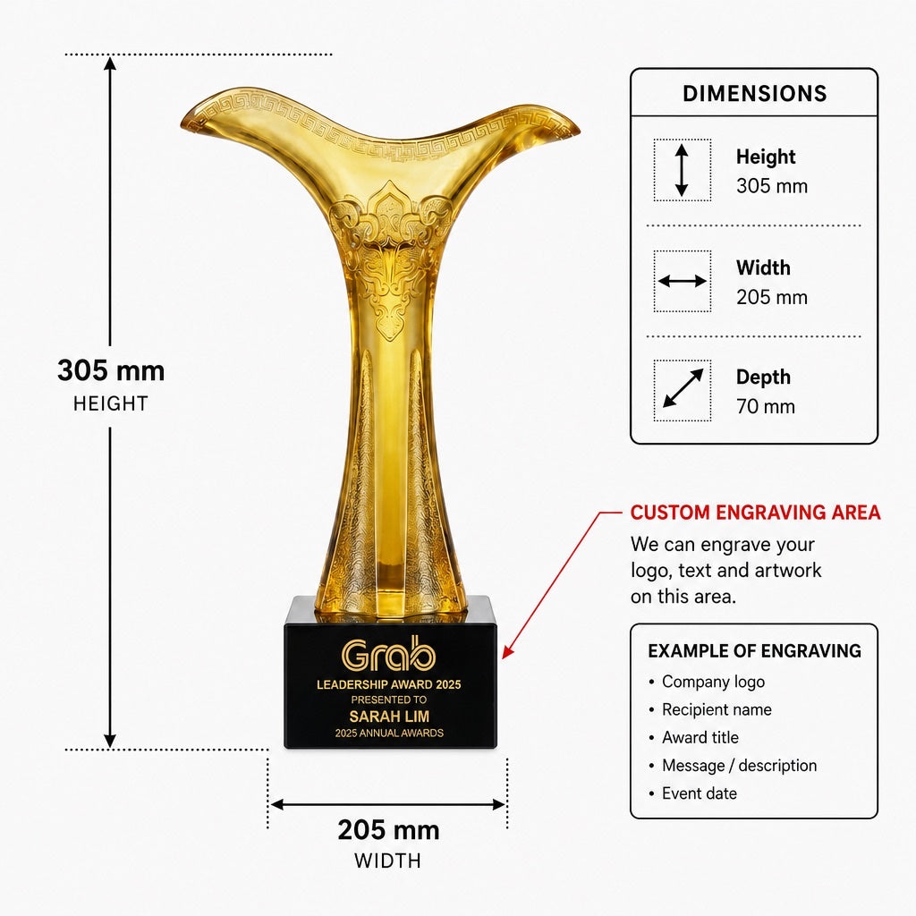 JB-1105 至尊金爵 / Supreme Golden Chalice — dimensions and engraving area