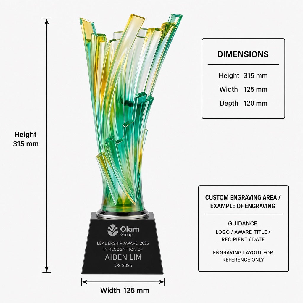 JB-1134 羽 冠 / Crown of Badminton — dimensions and engraving area
