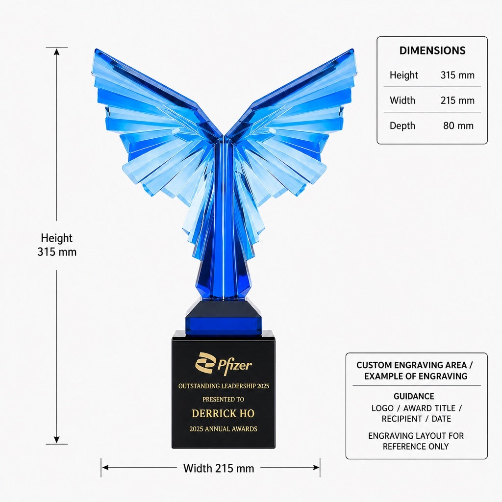 JB-1163 梦想之翼 / Wings of Dreams — dimensions and engraving area