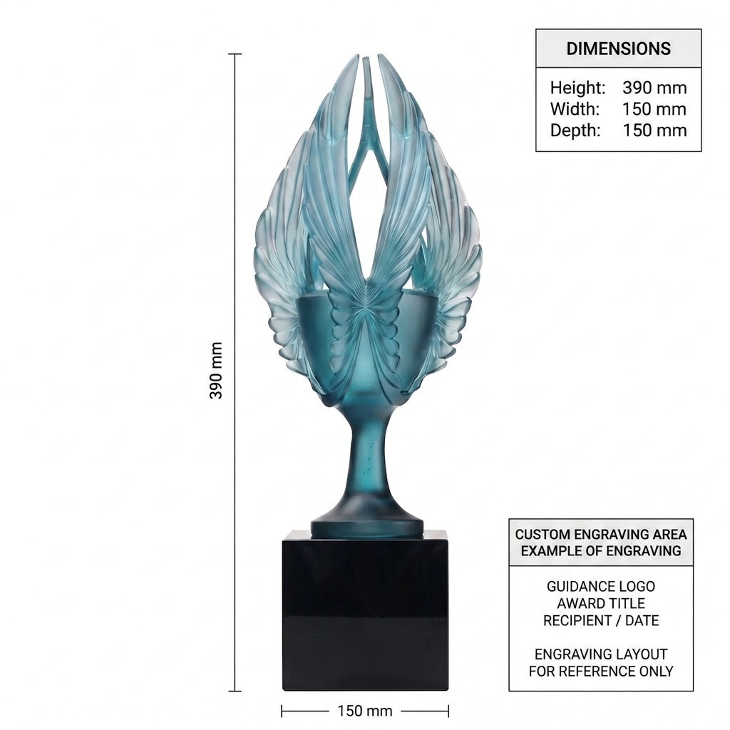 JB-1167 天 翼 / Wings of Heaven — dimensions and engraving area