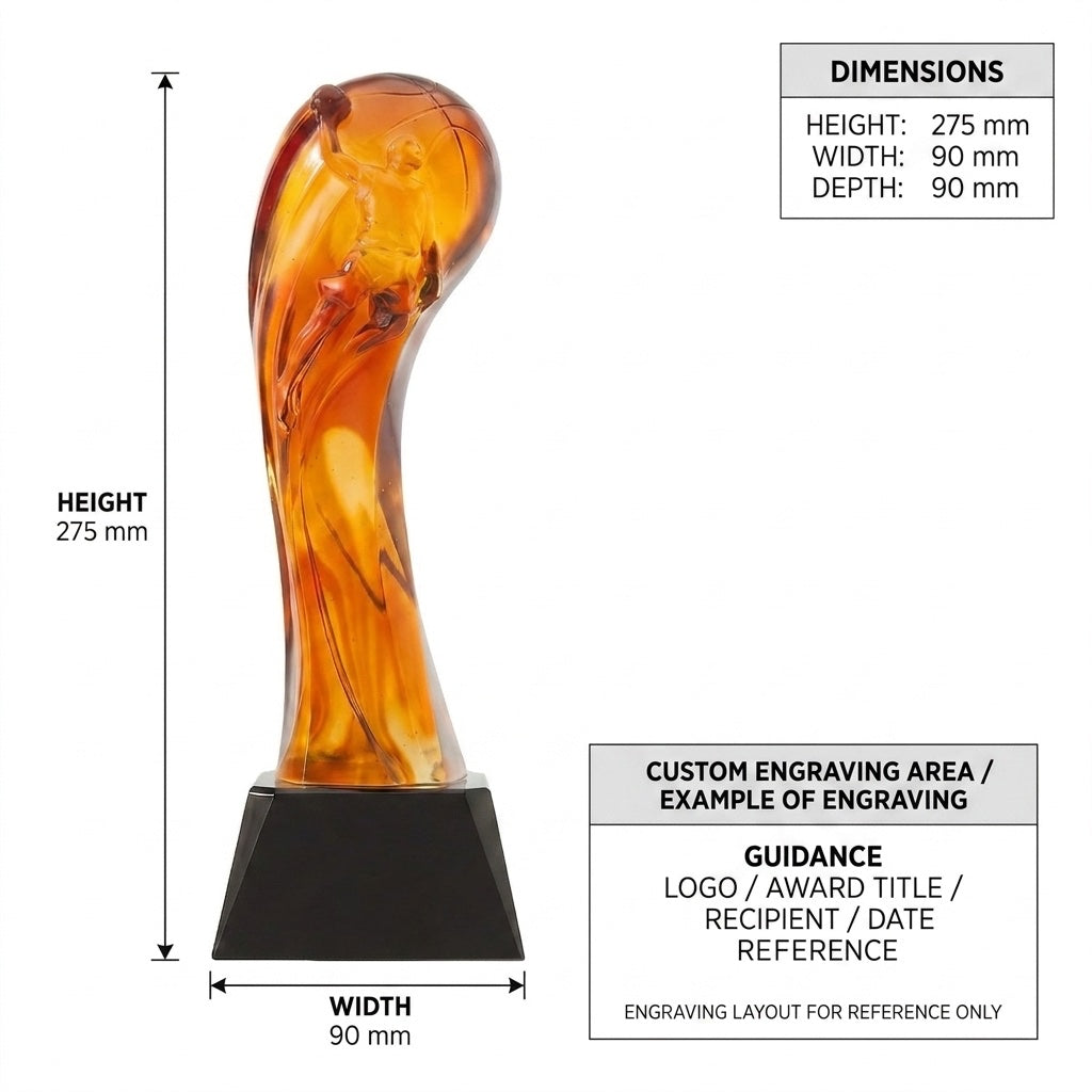 JB-1506 篮 球 / Basketball — dimensions and engraving area