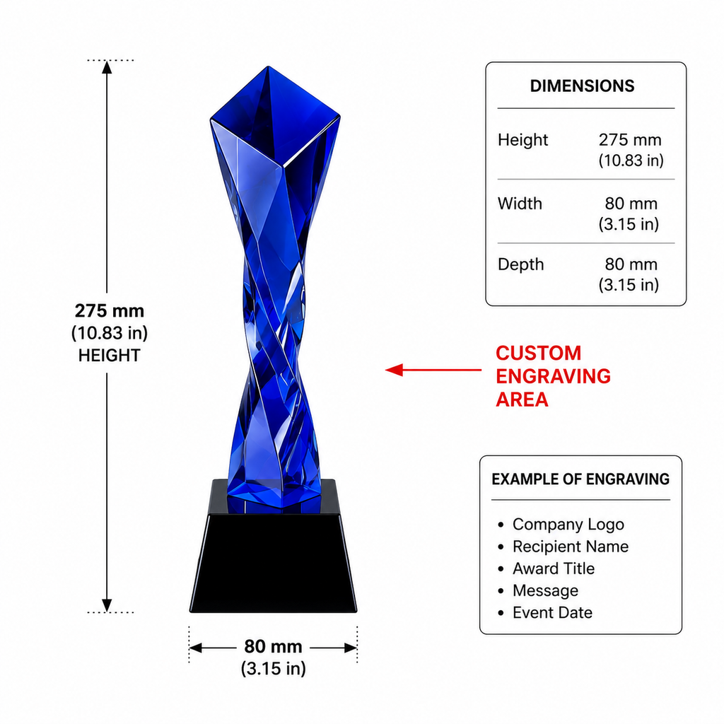 JC-1001 功勋奖杯-扭底 / Standard Crystal — Trophy
