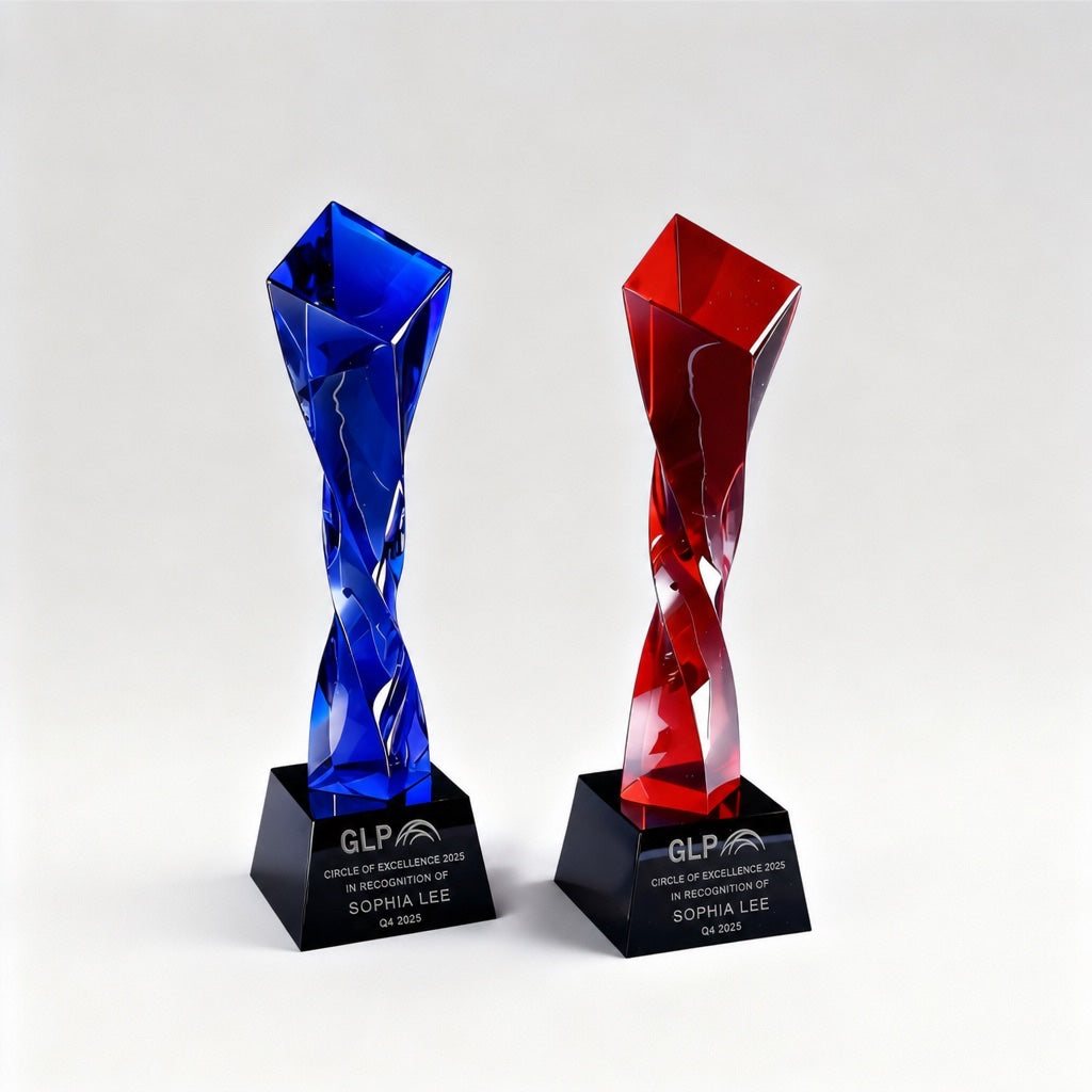JC-1001 功勋奖杯-扭底 / Standard Crystal — Trophy — engraving mockup