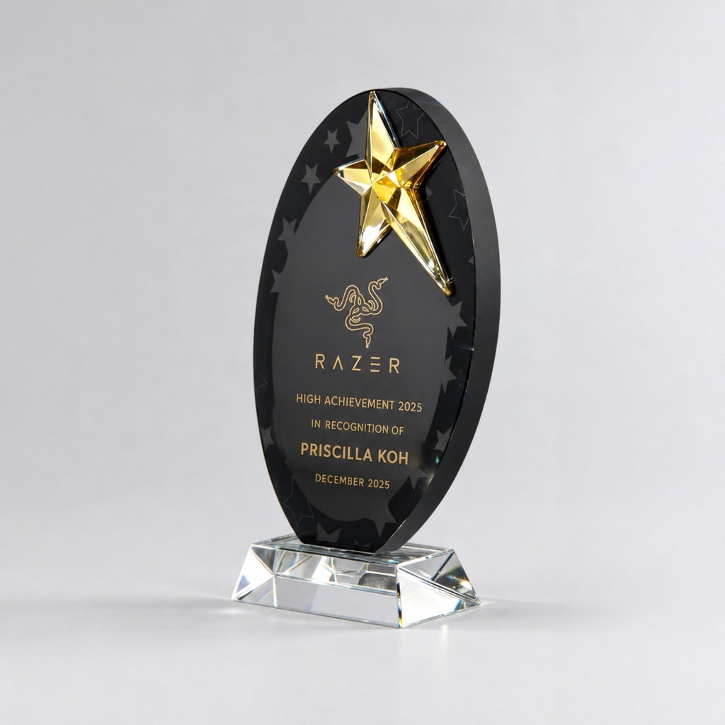 JC-1011 众星拱辰 / Standard Crystal — Star — engraving mockup
