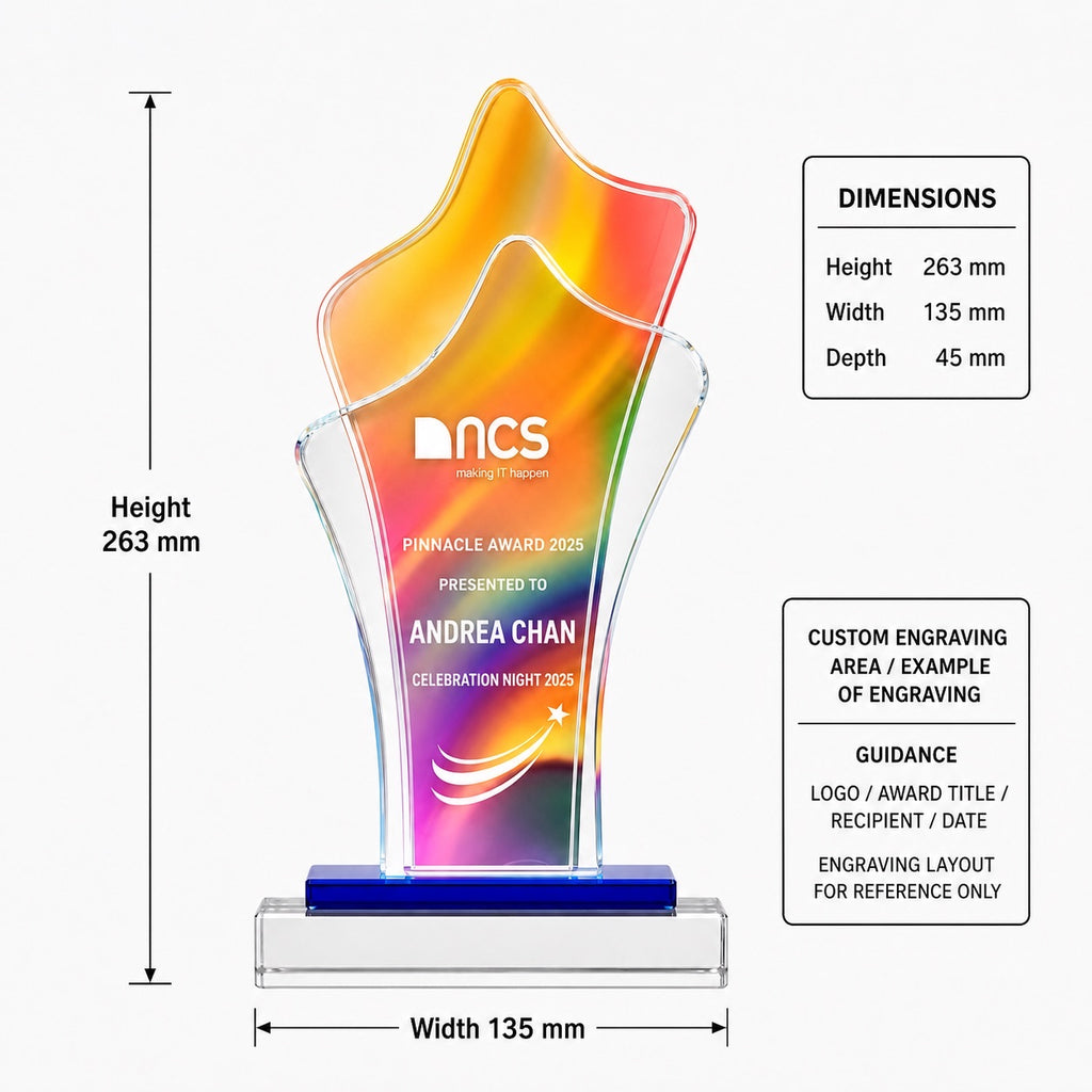 JC-1220 顶峰 / Standard Crystal Edition — dimensions and engraving area