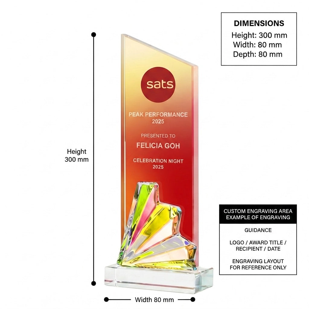 JC-1275A 天外有天 / Standard Crystal Edition — dimensions and engraving area