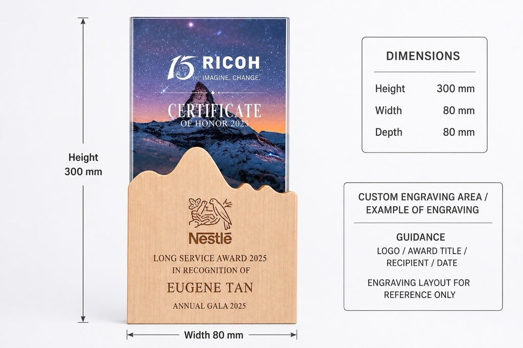 JC-1451 聚力奖牌-山 / Strength — Mountain — dimensions and engraving area