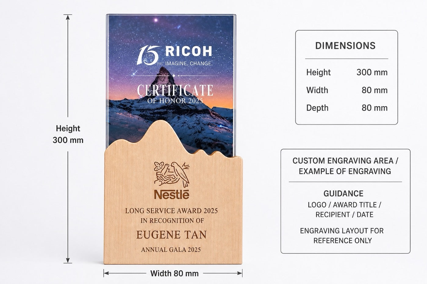 JC-1451 聚力奖牌-山 / Strength — Mountain — dimensions and engraving area