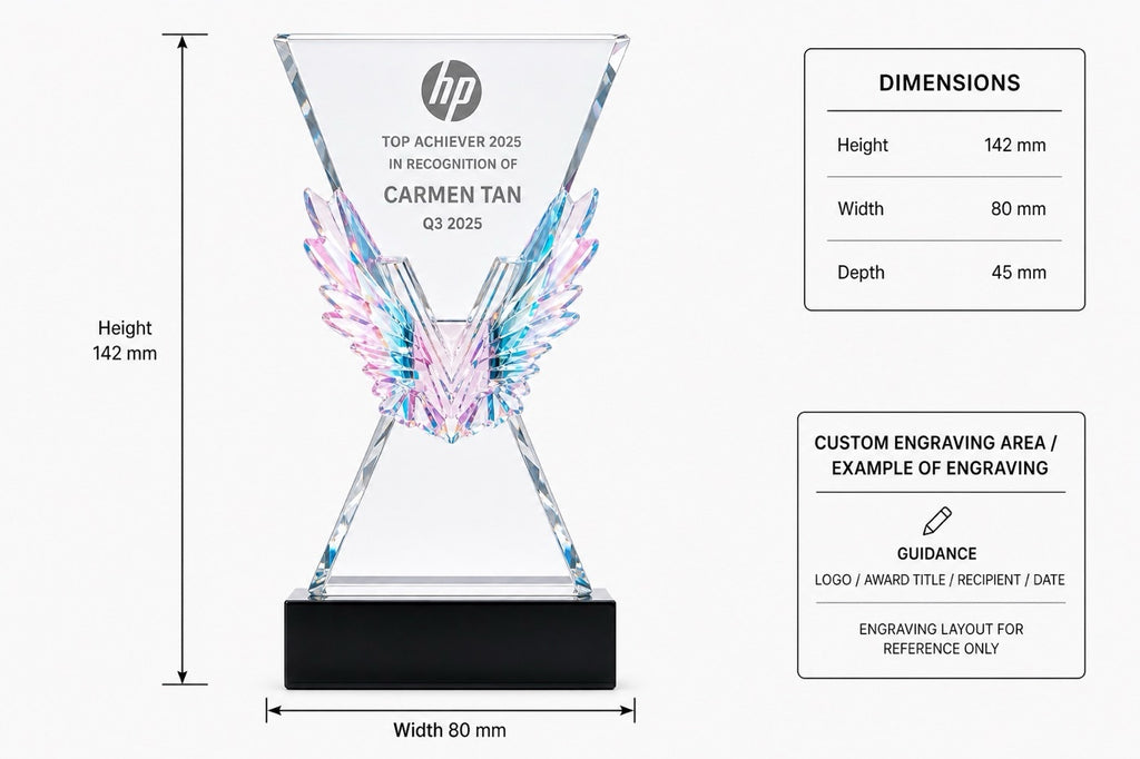 JC-1527A 特价：55 / Standard Crystal Edition — dimensions and engraving area