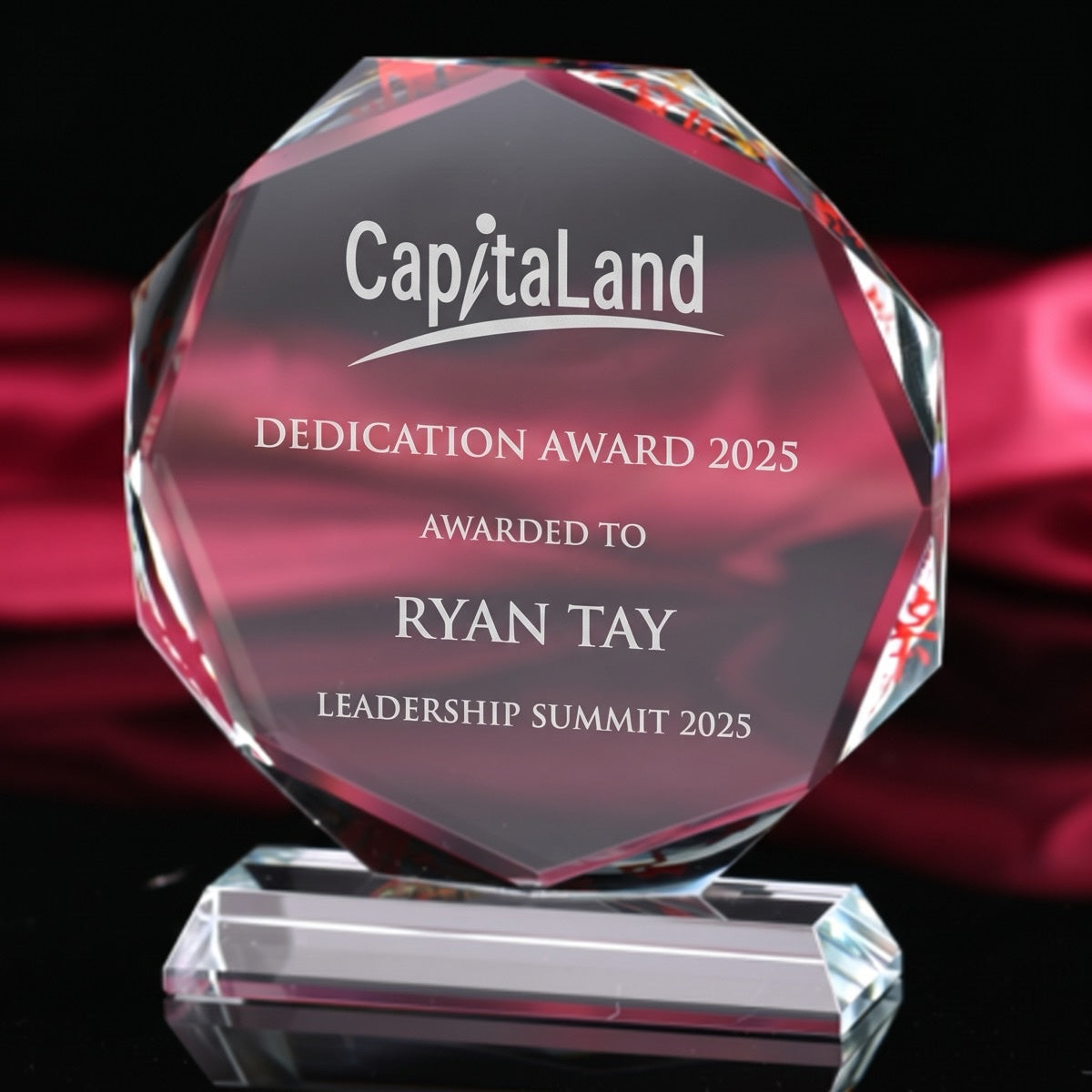 JC-2011 八角片奖牌 / Standard Crystal — Medal — engraving mockup