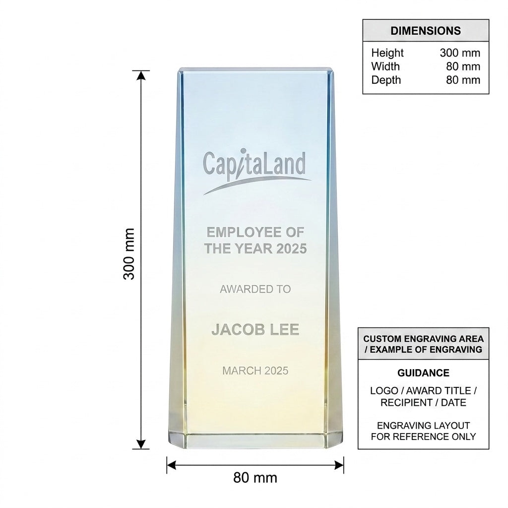 JC-2018 长方通用-宽版 / Standard Crystal Edition - Variant 2 — dimensions and engraving area