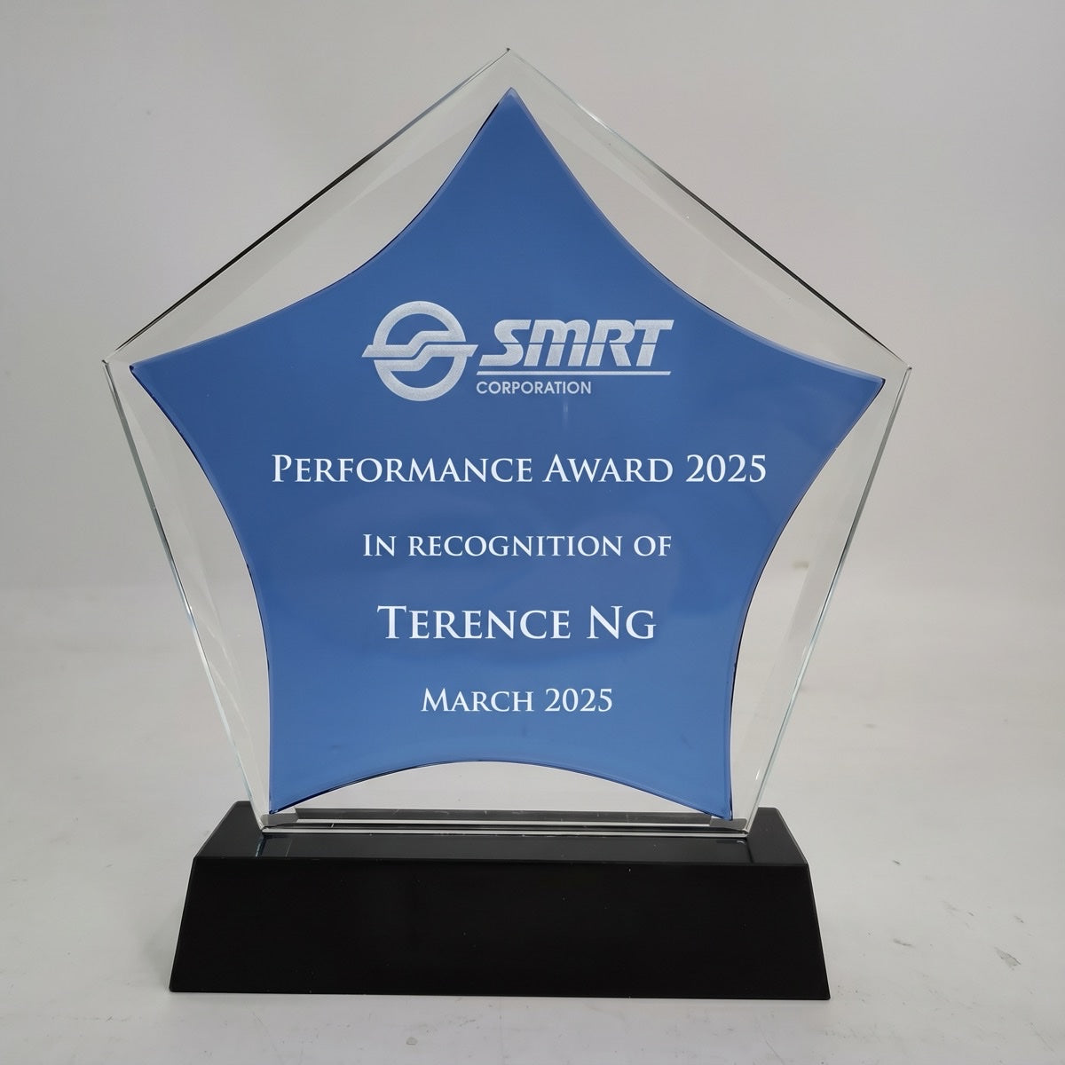 JC-2025 五星水晶奖牌 / Standard Crystal — Medal — engraving mockup