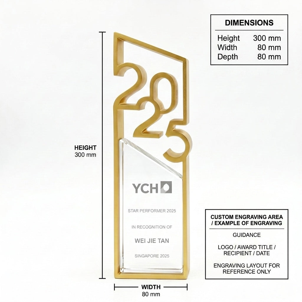 JC-2410 年度2025 / Standard Crystal Edition - Variant 2 — dimensions and engraving area