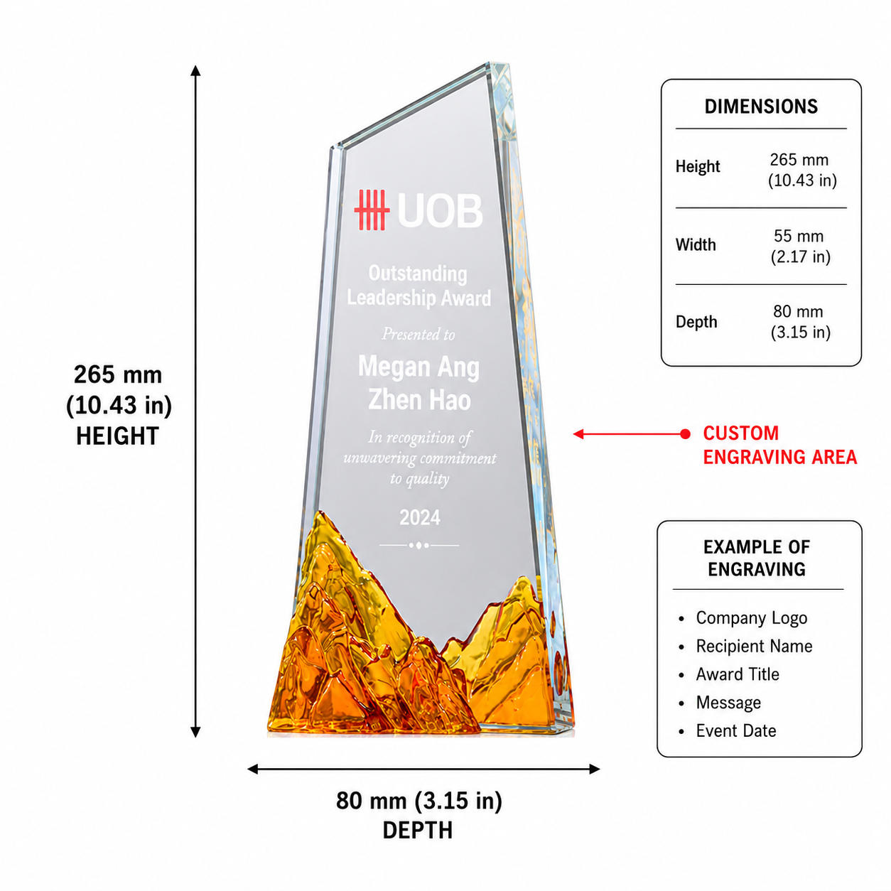 JC-2411 运动奖杯系列 / Standard Crystal — Trophy - Variant 2 — Design 2 spec