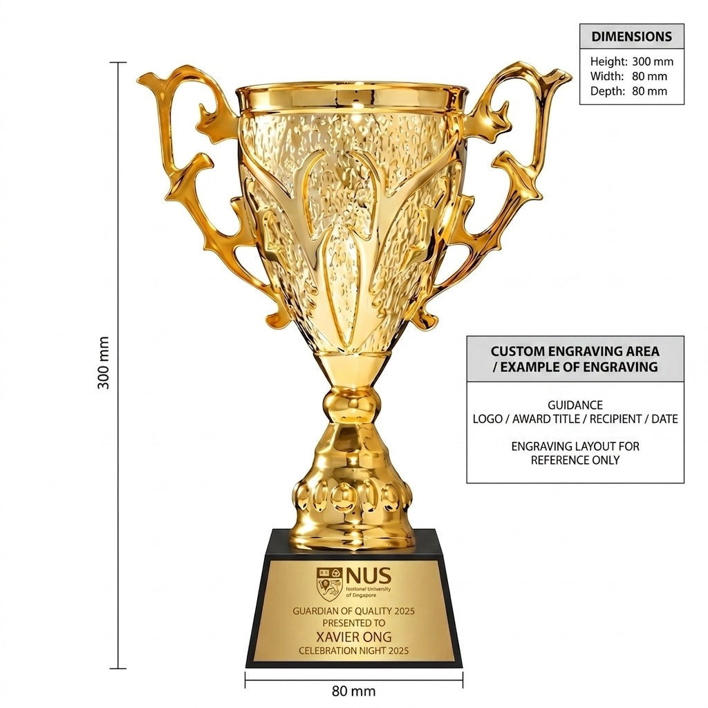 JC-3049 璀璨奖杯A / Standard Crystal — Trophy — dimensions and engraving area