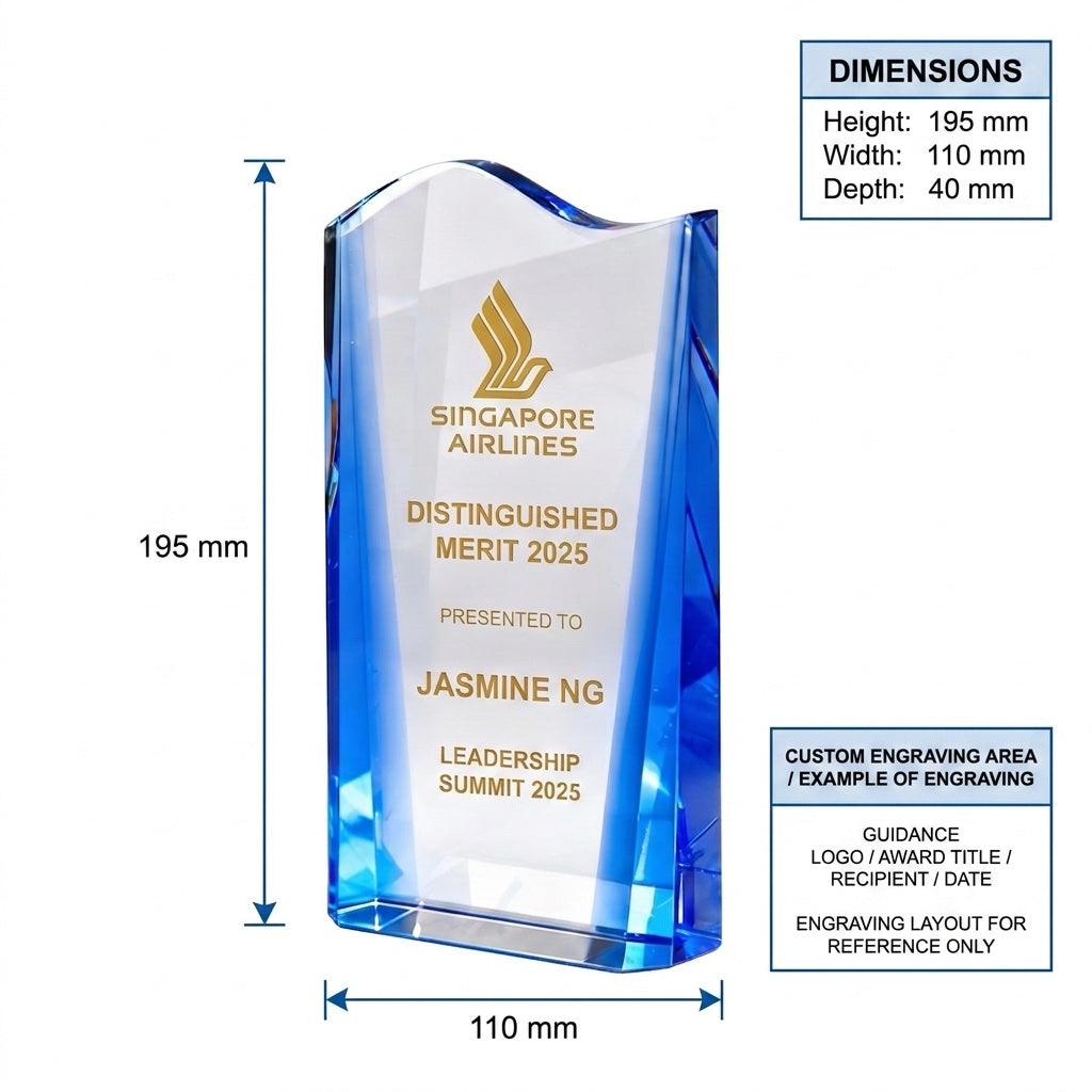JC-5005 飘然而立 / Standard Crystal Edition — dimensions and engraving area