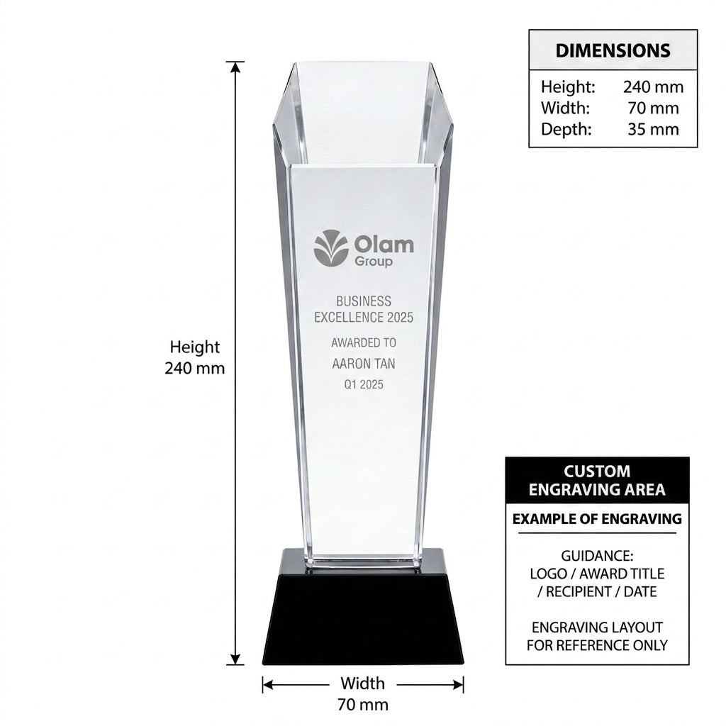 JC-5008 开 创 / Standard Crystal Edition — dimensions and engraving area