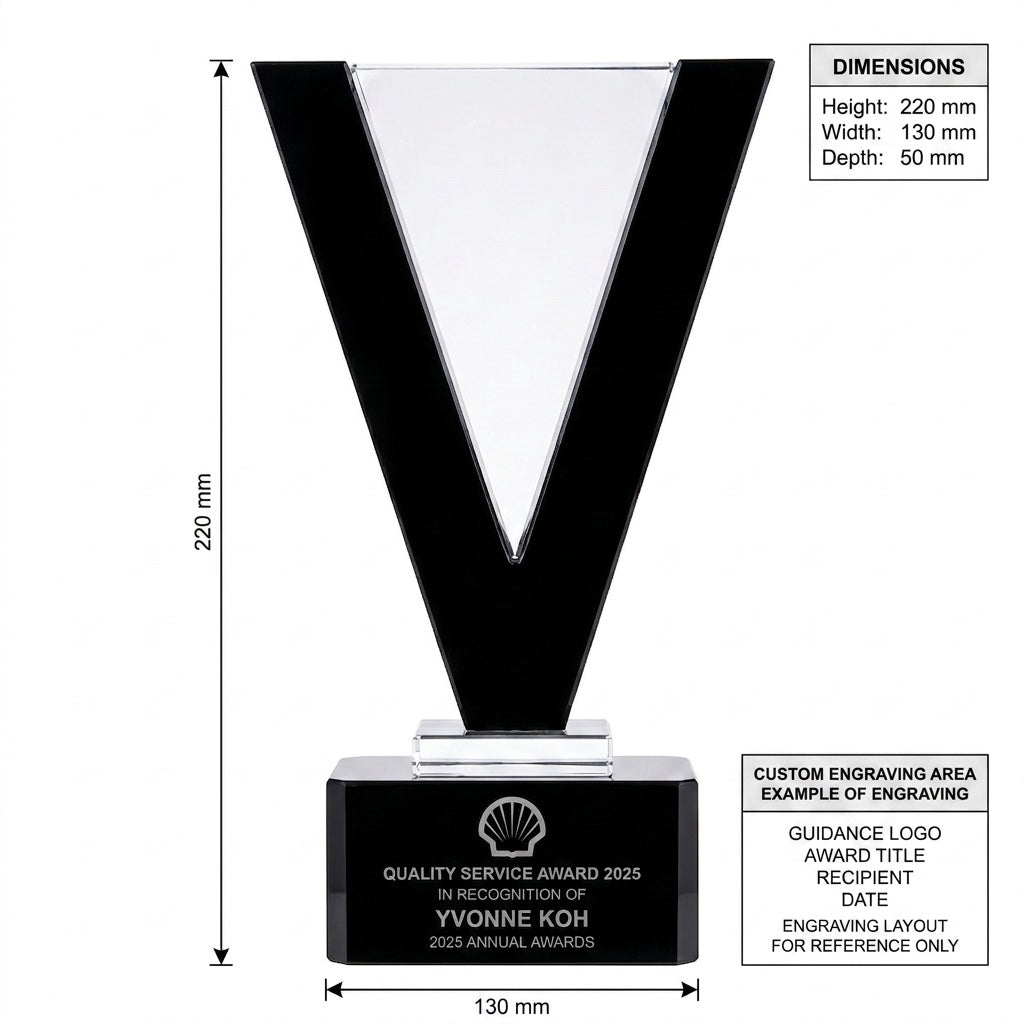 JC-5012 功  成 / Standard Crystal Edition — dimensions and engraving area
