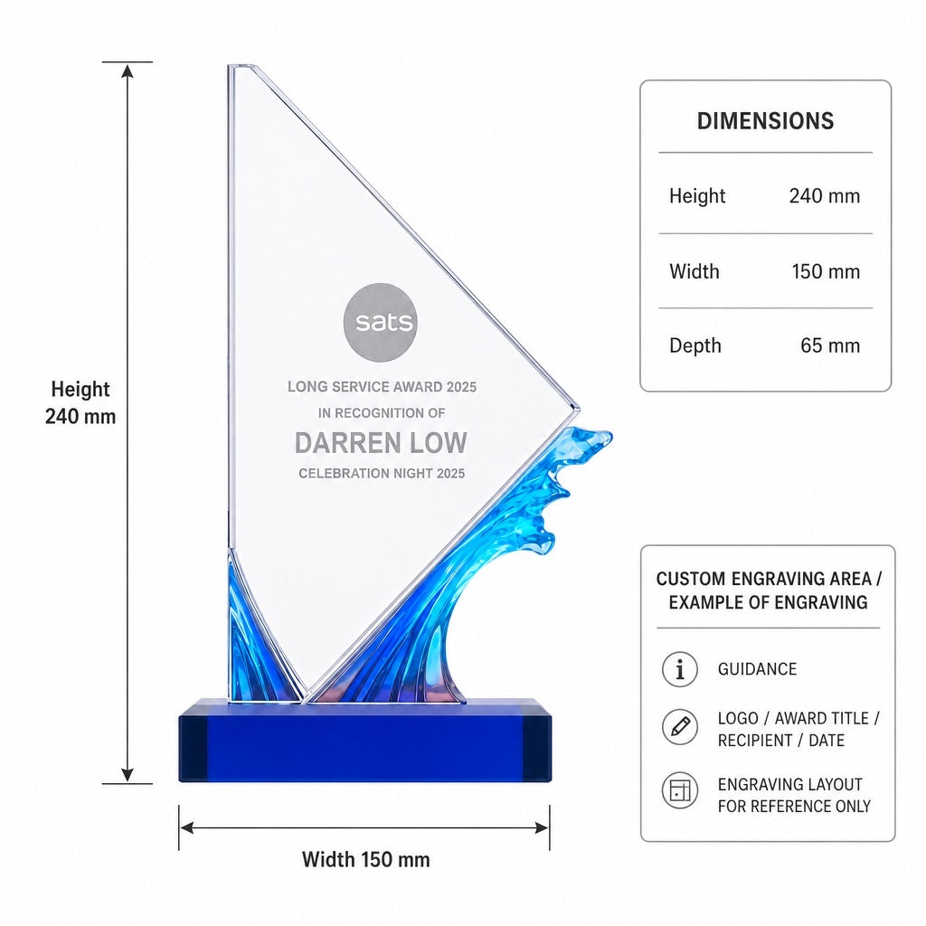 LJ-1021 踏 浪 / Riding the Waves — dimensions and engraving area