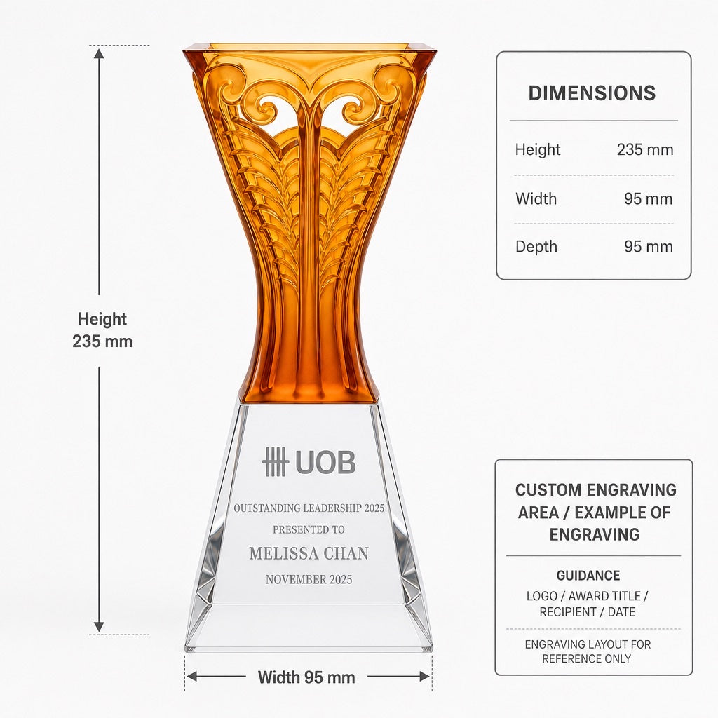 LJ-1077 Premium Crystal Edition — dimensions and engraving area