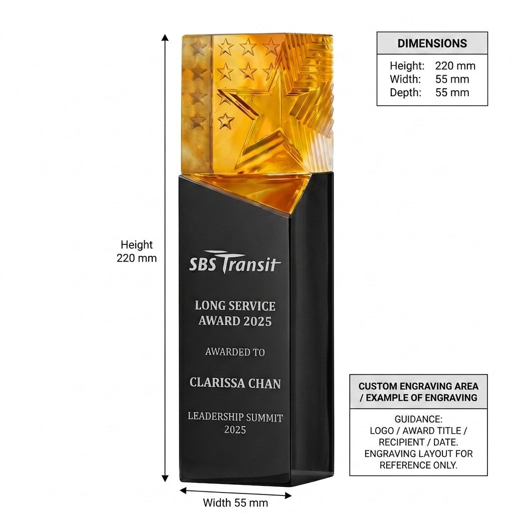LJ-1078 Premium Crystal Edition — dimensions and engraving area