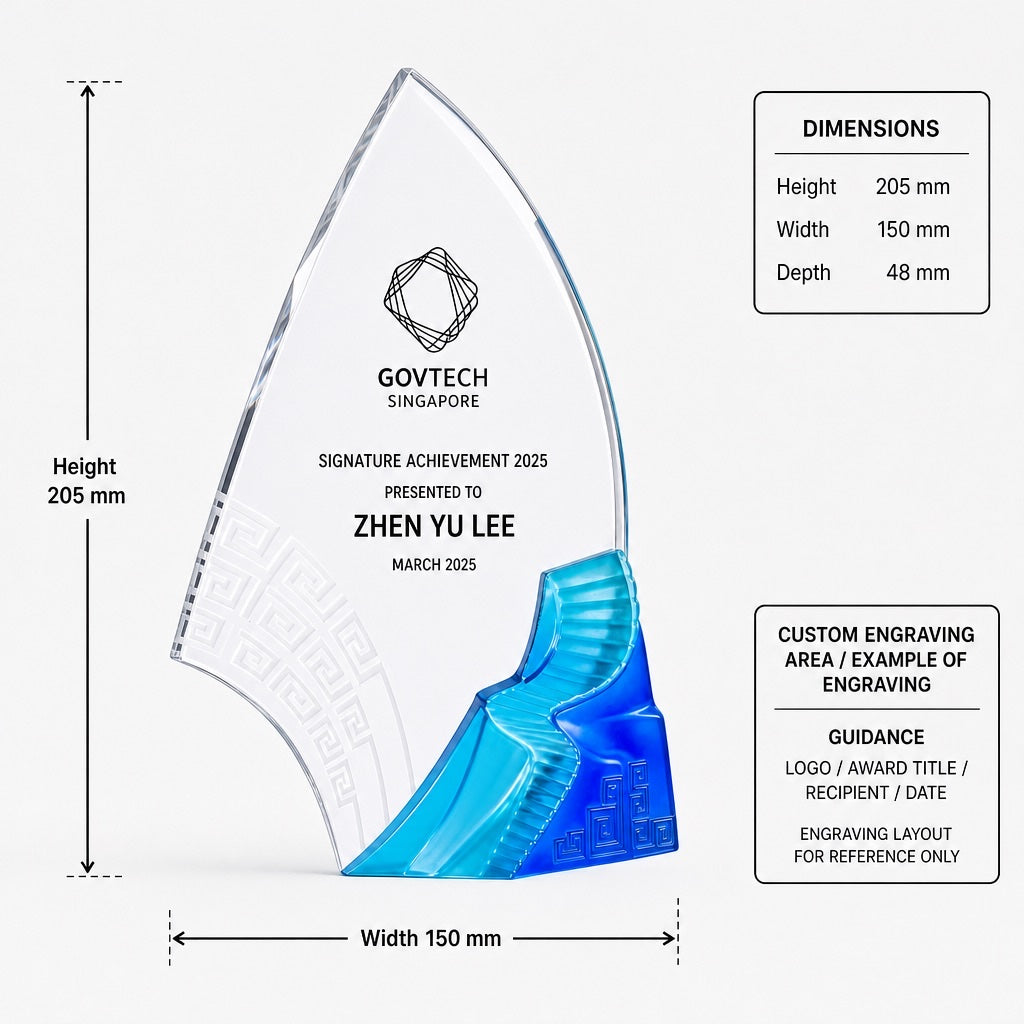LJ-1090 Premium Crystal Edition — dimensions and engraving area