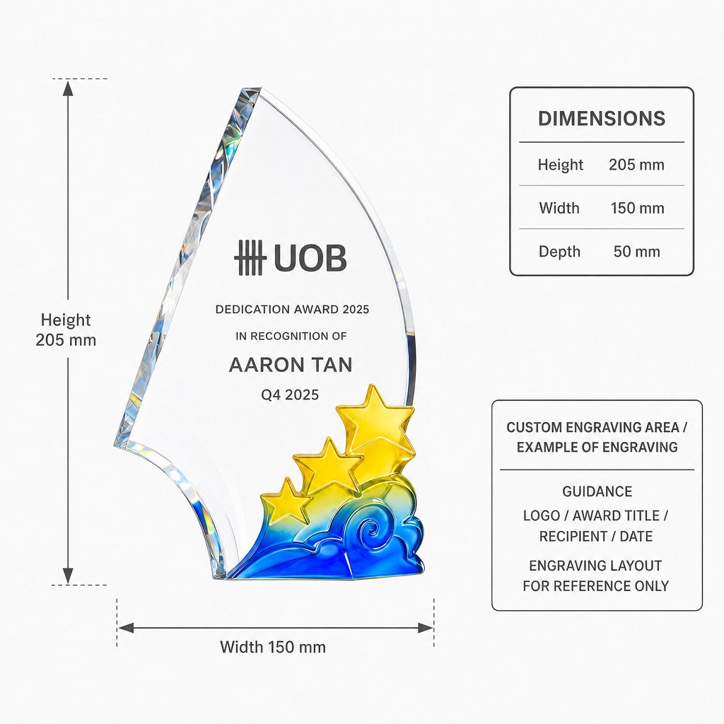 LJ-1091 Premium Crystal Edition — dimensions and engraving area