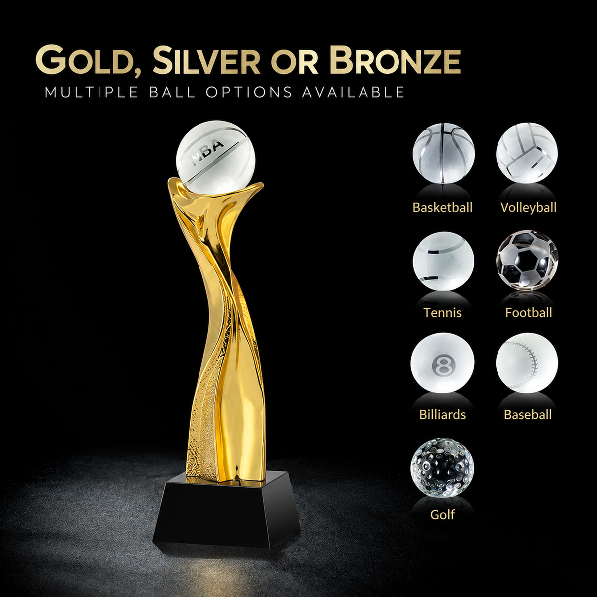 SP-1202 流金之姿 / Flowing Cast Trophy with Sports Ball